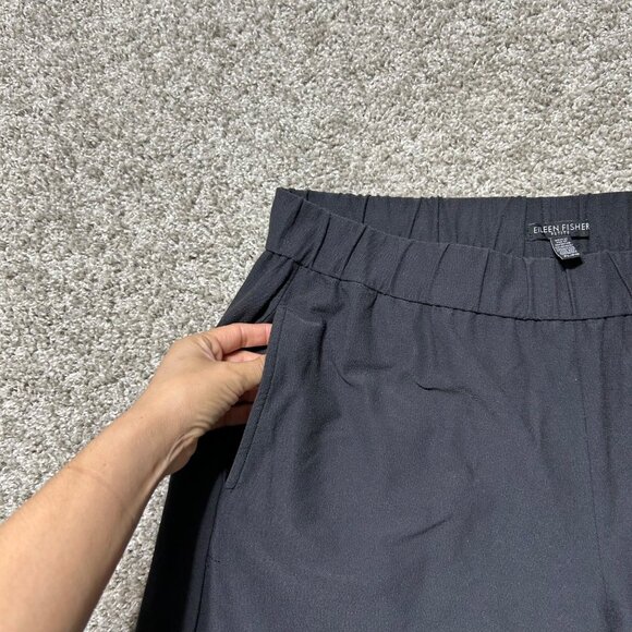 Eileen Fisher Womens Large Petite Black Tapered Pants Elastic Waist Soft Blend - Picture 2 of 10